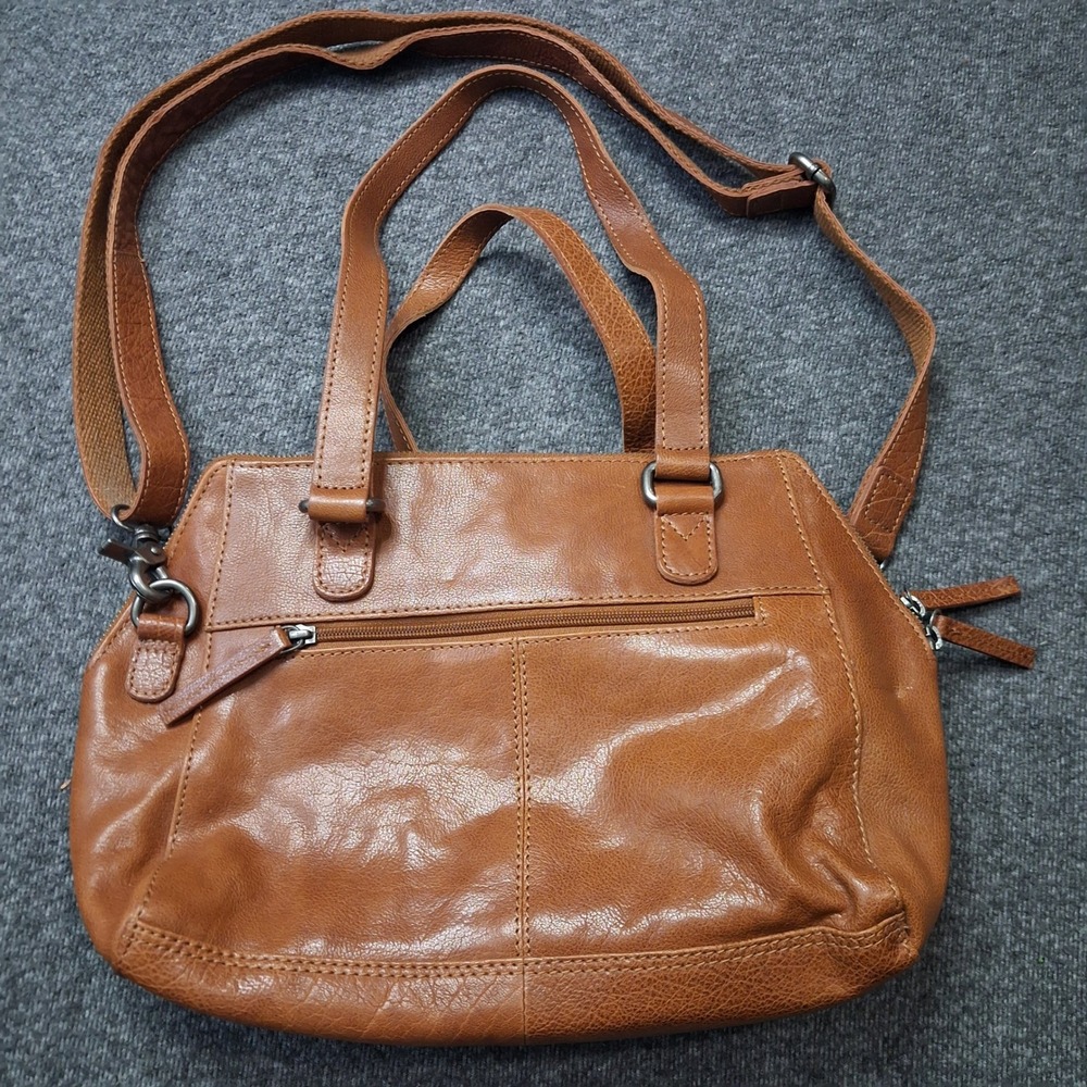 Spikes & Sparrow VTG Brown Leather Satchel Crossbody Bag Houndstooth Lining